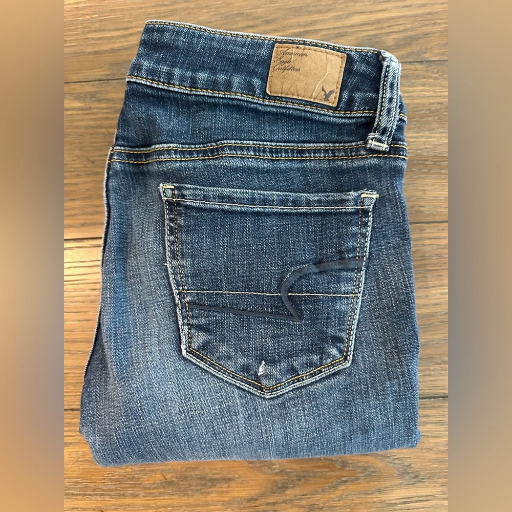 American Eagle Outfitters Blue Skinny Jeans Classic Denim Size 2 Regular - Picture 1 of 6